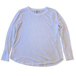 LOFT Women's White‎ Heather Sheer Long Sleeve Crew Neck T Shirt Top Size Large